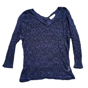 Navy Blue Crochet Sweater